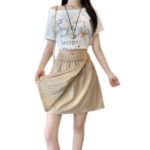549601971 Workwear Casual Short Skirt Women's Summer New Arrival Versatile High Waist Slimming A-Line Five-Point Skirt