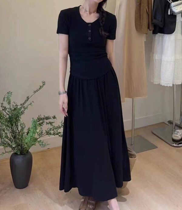 549601892 Design Sense Unique Short Sleeve T-Shirt Women's Summer Slimming Fitted Top and Midi Skirt Two-Piece Set