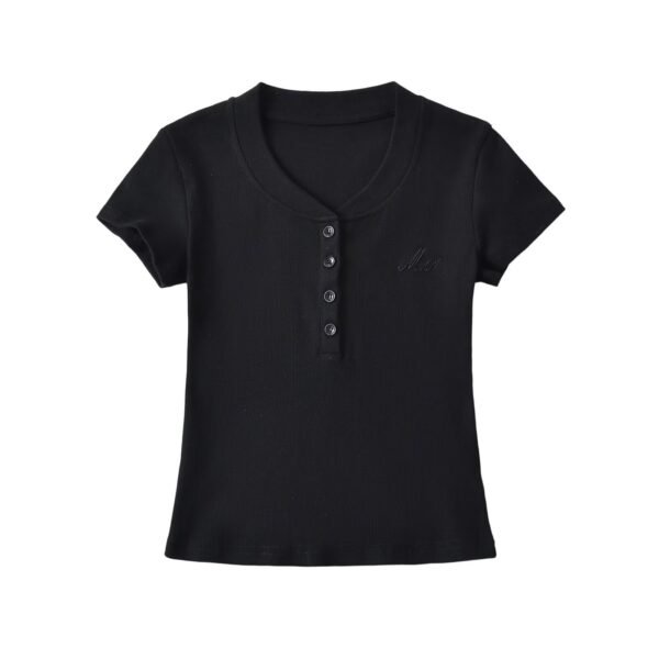 Peach collar button short sleeved T-shirt