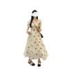 Style First Love Dress Women's Elegant Elastic Waist Long Skirt Gentle Ladylike Fit-and-Flare Long Dress