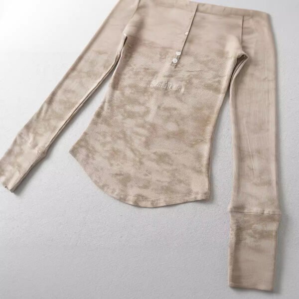 549601876 Tie dye V-neck long sleeved T-shirt