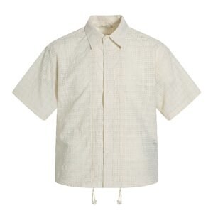 Tencel Blend Hollow Out Breathable Simple High-Grade Unisex Short Sleeve Shirt