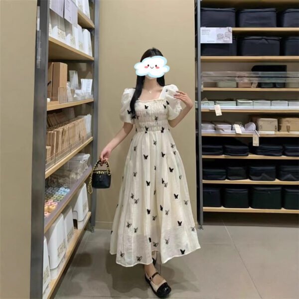 Style First Love Dress Women's Elegant Elastic Waist Long Skirt Gentle Ladylike Fit-and-Flare Long Dress
