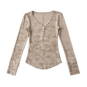 Tie dye V-neck long sleeved T-shirt