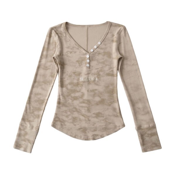 549601874 Tie dye V-neck long sleeved T-shirt