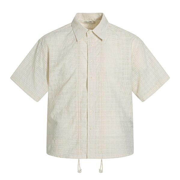 Tencel Blend Hollow Out Breathable Simple High-Grade Unisex Short Sleeve Shirt