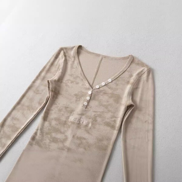 549601875 Tie dye V-neck long sleeved T-shirt