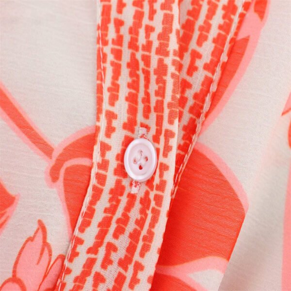 V-neck long sleeved printed waistband A-line dress for women