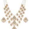 ZAVERI PEARLS Ethnic Kundan & Pearls Multi Layers Bridal Necklace Set For Women-ZPFK8689