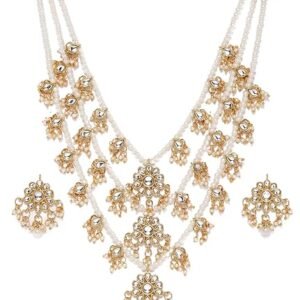 1 ZAVERI PEARLS Ethnic Kundan & Pearls Multi Layers Bridal Necklace Set For Women-ZPFK8689