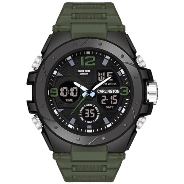 Carlington Endurance Series Analog-Digital Sports Watches for Men and Boys with Alarm, Stopwatch, Backlit Display, Dualtime, Silicone Rubber Strap, Water & Shock Resiatant - CT_9105