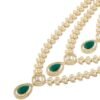 ZAVERI PEARLS Green Dazzling Stones Austrian Diamonds Embellished Layered Necklace & Earring Set For Women-ZPFK18891