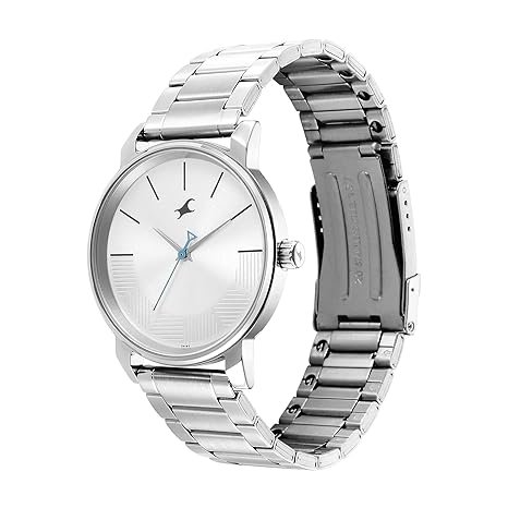 Fastrack Stunners Quartz Analog Silver Dial Silver Metal Strap Watch for Guys - NT3291SM02​