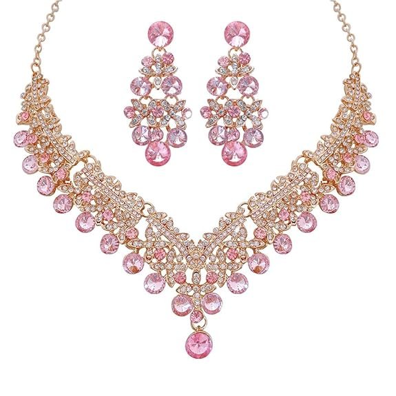 Brand: Shining Diva Fashion Shining Diva Fashion Latest Stylish Design Fancy Wedding Party Crystal Diamonds Necklace Jewellery Set for Women