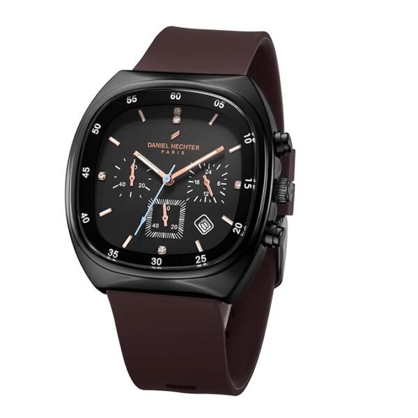 Daniel Hechter Paris Bercy Collection Modern Multi Functional Watch for Men with Square Dial and Silicon Band-DHM1001