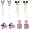 Elrose - 4 Pair of Korean Style Earrings for Girls| Earrings Combo Set for Women - Casual & Office Wearable Earrings