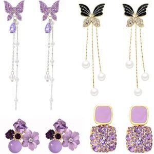 Elrose - 4 Pair of Korean Style Earrings for Girls| Earrings Combo Set for Women - Casual & Office Wearable Earrings