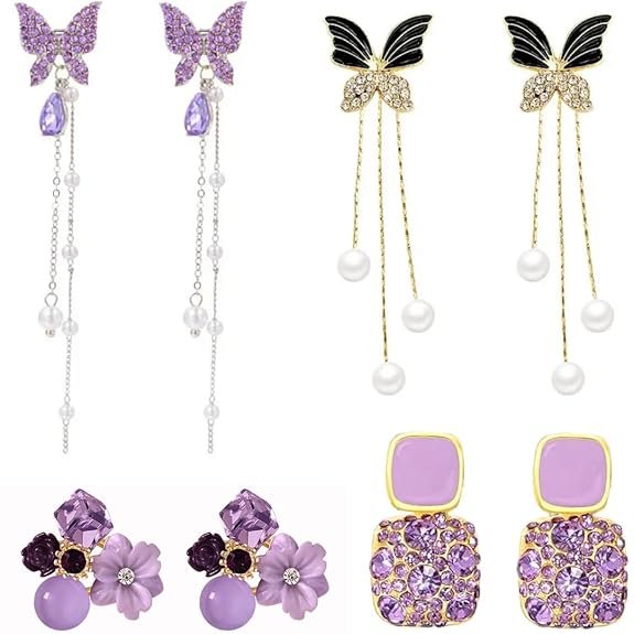 Elrose - 4 Pair of Korean Style Earrings for Girls| Earrings Combo Set for Women - Casual & Office Wearable Earrings
