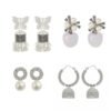 Elegant Pearl and Crystal Drop Earrings Set, Butterfly Jhumka Collection, Traditional Indian Style, 4 Pairs