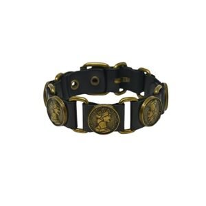 THE MEN THING HERITAGE COIN - 20mm Genuine Leather Adjustable Bracelet for Men & Boys (9 inch)