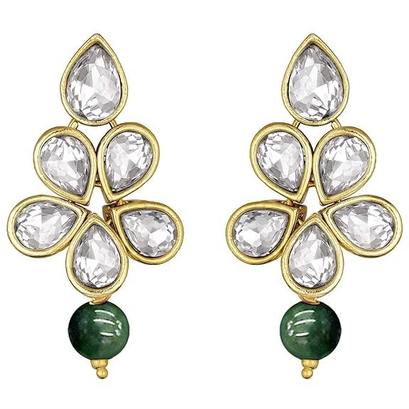 I Jewels Gold Plated Traditional Kundan & Pearl Studded Necklace Jewellery Set For Women (ML311)