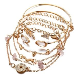 a5 Shining Diva Fashion Latest Stylish Multilayer Gold Plated Bangle Bracelet for Women and Girls (rr14669b) Set of 6