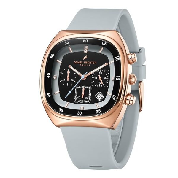 Daniel Hechter Paris Bercy Collection Modern Multi Functional Watch for Men with Square Dial and Silicon Band-DHM1001