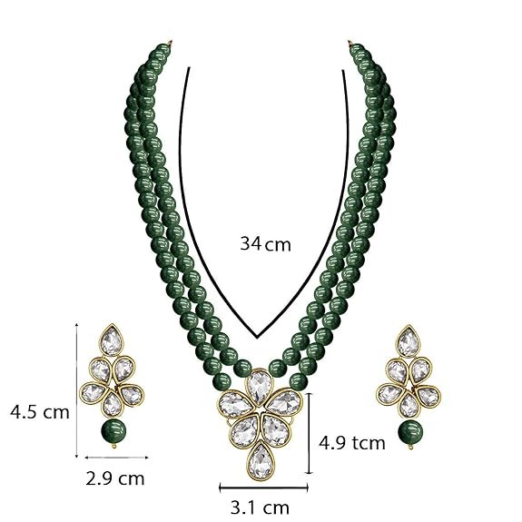 I Jewels Gold Plated Traditional Kundan & Pearl Studded Necklace Jewellery Set For Women (ML311)
