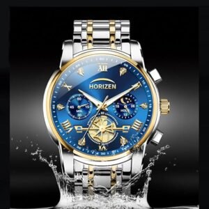 a6 HORIZEN Stainless Steel Chronograph Luxury Analogue Watch for Men (Blue Dial)