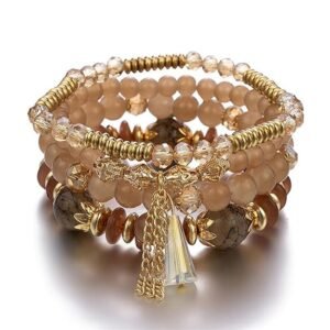Shining Diva Fashion Latest Stylish Bohemian Stackable Multilayer Crystal Charm Beaded Bracelet for Women Girls