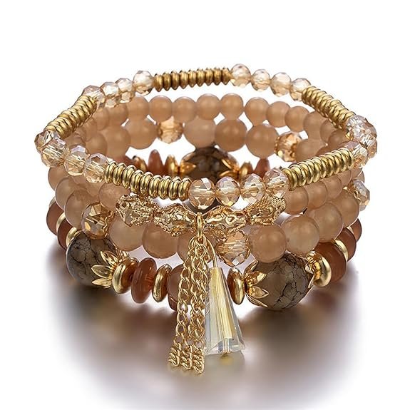 Shining Diva Fashion Latest Stylish Bohemian Stackable Multilayer Crystal Charm Beaded Bracelet for Women Girls