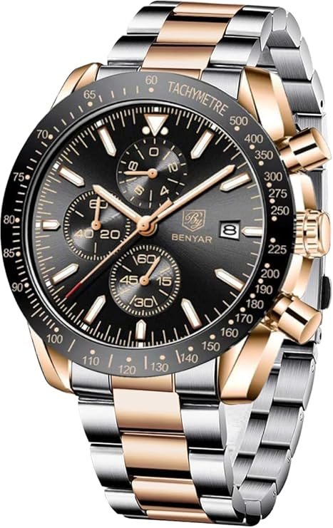 BENYAR Men's Luxury Chronograph Watch – Business, Casual | Quartz Movement with Date Display | Stylish Wristwatch | Gift for Men