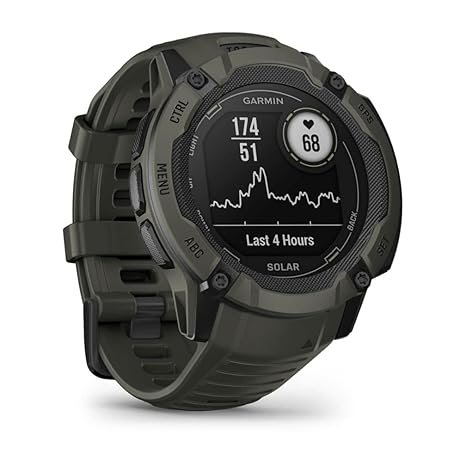 Garmin Instinct 2X Solar, Large Rugged GPS Smartwatch, Built-in Sports Apps and Health Monitoring, Solar Charging and Ultratough Design Features, Graphite