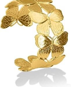 PALMONAS Floral Gold Cuff Bracelet for Women - Gift for Women & Girls, Women's Jewellery | Waterproof & Anti-Tarnish Bracelets