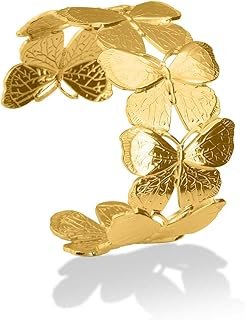 PALMONAS Floral Gold Cuff Bracelet for Women - Gift for Women & Girls, Women's Jewellery | Waterproof & Anti-Tarnish Bracelets