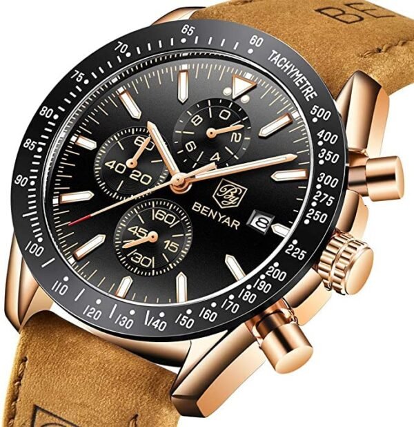 BENYAR Men's Luxury Chronograph Watch – Business, Casual | Quartz Movement with Date Display | Stylish Wristwatch | Gift for Men