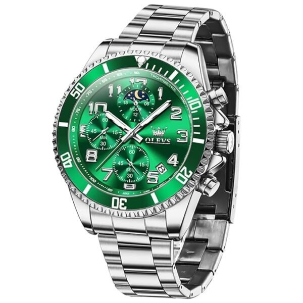 d11 OLEVS Men's Business Watch Gold Blue with Large Easy-Read Analog Quartz Date Display Luxury Stainless Steel Band Waterproof Luminous Hands