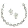 ZENEME Rhodium-Plated with Silver-Toned White Cubic Zirconia & American Diamond studded Necklace and Drop Earrings Jewellery Set for women