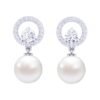 s1 Clara 92.5 Sterling Silver Swiss Zirconia Pearl Earrings |Gift for Women and Girls