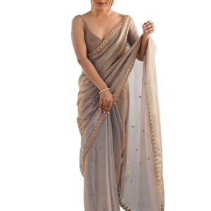 s1 AKHILAM Women's Paper Silk Embroidered Saree With Unstitched Blouse Piece (AARYAN14301_KR_Parent)