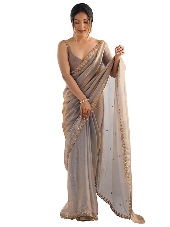 AKHILAM Women's Paper Silk Embroidered Saree With Unstitched Blouse Piece (AARYAN14301_KR_Parent)
