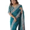 Satrani Women's Georgette Bandhani Printed Festive Saree with Unstitched Blouse Piece