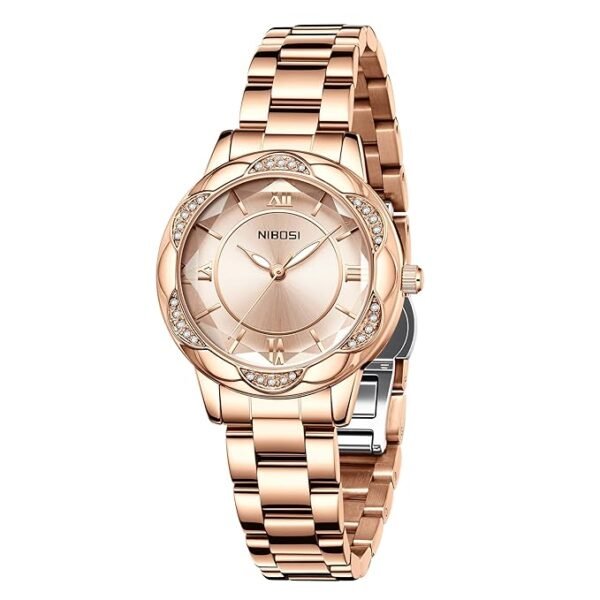 NIBOSI Watches for Woman Analog Quartz Rose Gold Fashion Luxury Ladies Wrist Watch Diamond Stylish Elegant Watches Waterproof